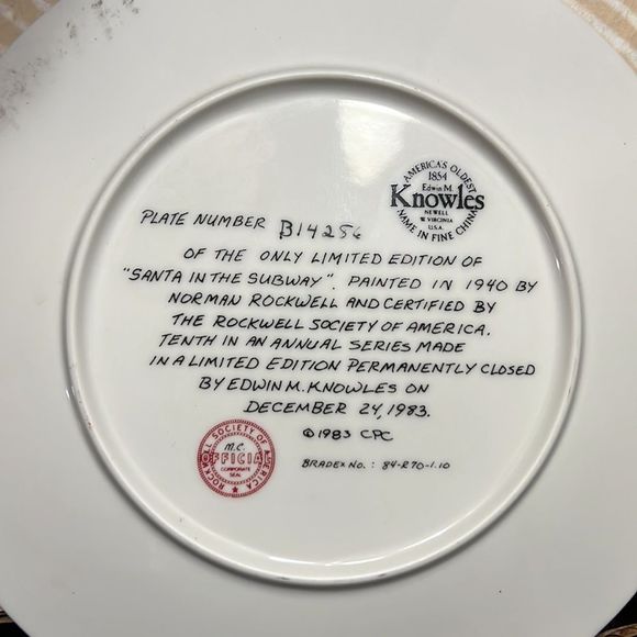 Norman Rockwell 1983 Limited Etd Santa In The Subway COA New In Box - Picture 3 of 8